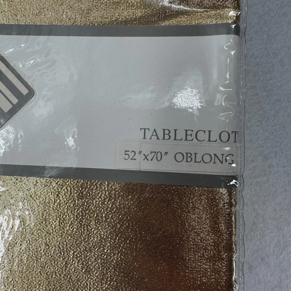 VTG Audey Gold Shimmery Tablecloth Thanksgiving Christmas  Oblong 70